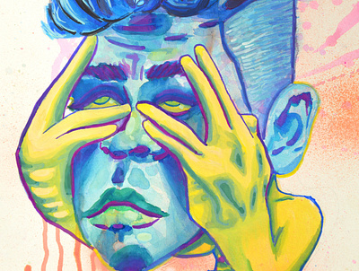 Keeping My Head Up design gouache illustration self portrait watercolor