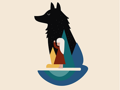 Wolf and girl | Illustration branding design girl illustration logo wolf