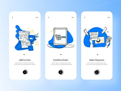 Onboarding design screens for E-commerce app