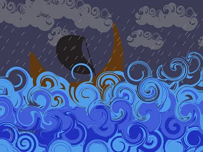 A night in a stormy sea. abstract animation art coverart design illustration storm storyboard ui vector