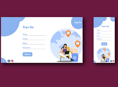 travel agency sign up page app art branding flat icon illustration typography ui ux web