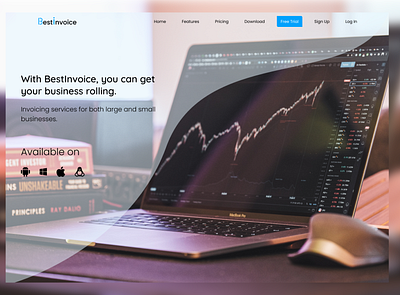BestInvoice- A invoice website Landing Page branding design graphic icon landingpage minimal ui ux web webdesign