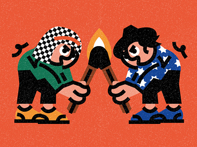 Editorial illustration about Palestine and Israel problems bold conflict editorial editorial illustration flat flat illustration folks grain illustration israel jew ligne claire line magazine illustration matches palestine palestinian problem vector war