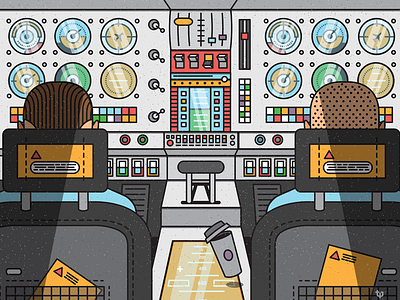 P l a n e _ z o o m _ 2 / 2 cockpit coffee colorfull hair illustration man people plane travel vector