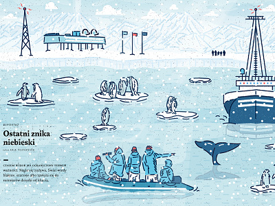 PISMO MAGAZINE arctic boat editorialillustration icon illustration magazine penguin press snow vectoart vector winter