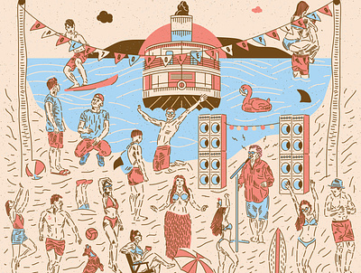 Krzysztof Krawczyk beach cd cd cover dance dog flat illustration illustrator poster print summer sun vector