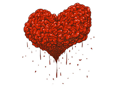 Heart Brains brain design illustration red wip