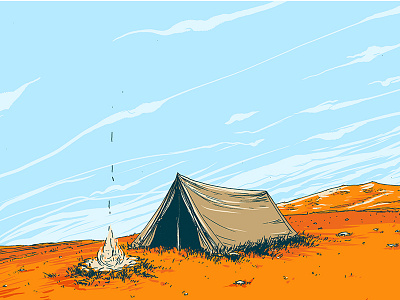 Tent Wip camping comedy drawing illustration ink pen poster tent wip