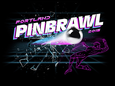 Portland Pinbrawl design drawing illustration pinball tron wip