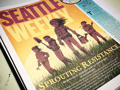 Seattle Weekly Sprouting Resistance drawing editorial environment girl hair illustration ink kids pen seattle weekly