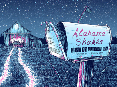 Alabama Shakes Sept. 2015 alabama shakes barn drawing gigposter illustration ink mailbox pen poster