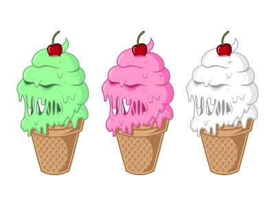 I Scream cherry funny horror ice cream illustration scary