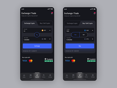 Crypto App app bitcoin crypto cryptocurrency exchange finance swap ui design ux design