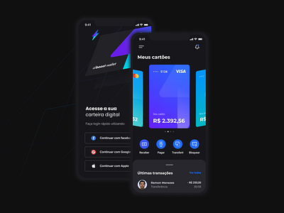 uiBoost wallet app card dark dark app darkmode mobile ui design wallet