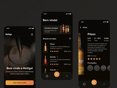 Heilige Mobile app Screens app beer dark dark mode dark theme design mobile mobile app ui