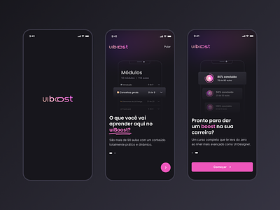 uiBoost Mobile App app application dark mode dark theme design illustration mobile mobile app ui uiboost