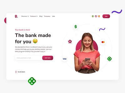 3D Bank Hero Banner Landing Page