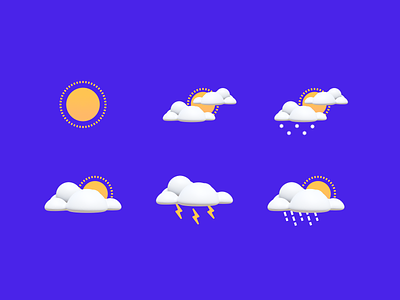 Weather Icons 3d app design icon design icon set madebymad mobile mobile ui ski ski resort ui weather weather icon