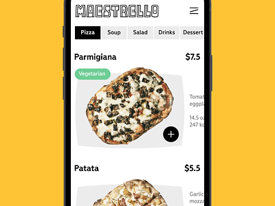 Swipe to Pizza app delivery mobile pizza ui ux