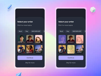 Topic selection mobile app design