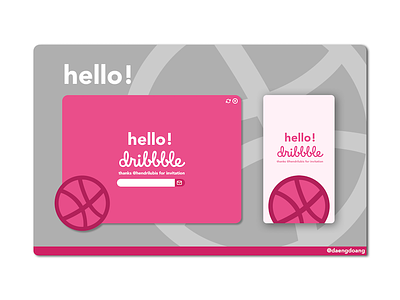 Hello Dribbble! debuts design dribbble greeting hello landing page pink rounded splash screen ui ux