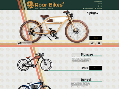 Roar Bikes adobe xd ui ux