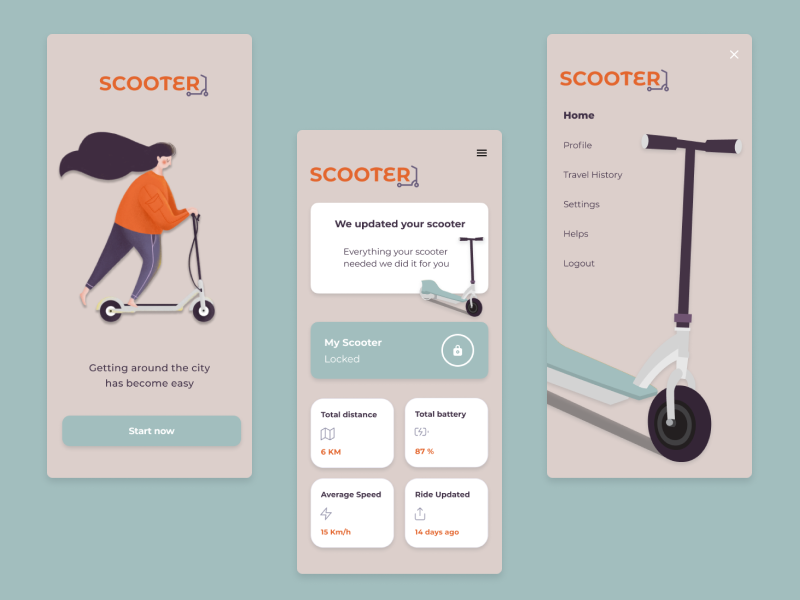 Scooter app by Julia Pchelova on Dribbble