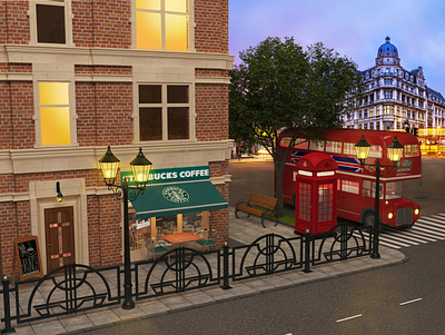 London landscape 3dsmax city england london london bus modelling visualization vray