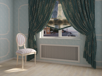 Elements of Provence in the interior 3dsmax chair curtain interior modelling provence visualization vray