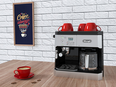 Coffee Machine DeLonghi BCO430 3dsmax appliances coffee coffee cup coffeemaker corona render espresso espresso machine interior kitchen modelling red visualization