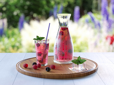 3d model of berry lemonade. Summer Fresh