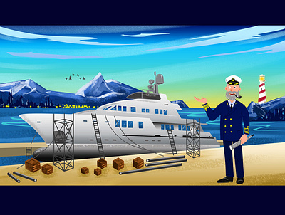 The Captain and The Yacht branding captain website illustrations yacht