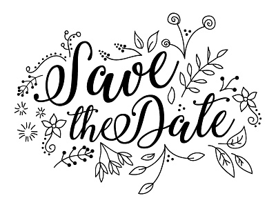 Save the Date date floral invitation leaves save type wedding