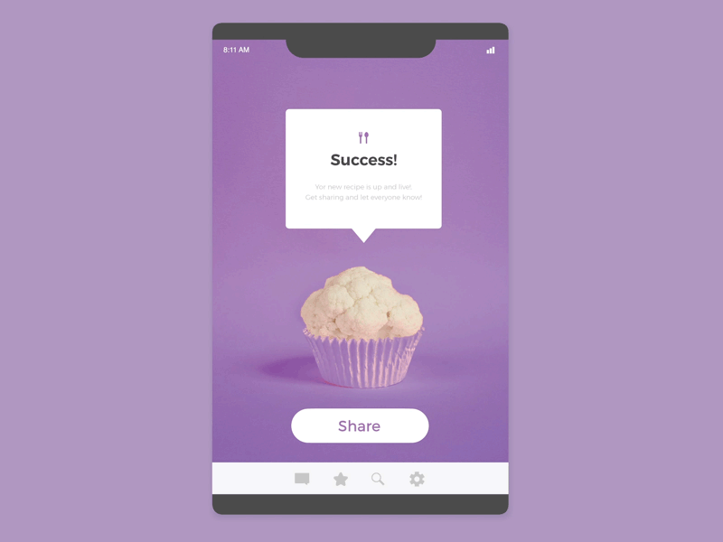 Daily UI | 010 gif animation gif baking app ui dailyui 010 dailyui share button social sharing social buttons design
