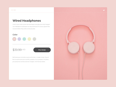 Daily UI | 075 daily ui challenge dailyui dailyui 075 design ecommerce headphones pink pre order product shopping ui web