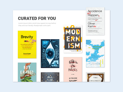 Daily UI | 091 books collection covers curated curated for you daily daily ui challenge dailyui dailyui 091 design ui web