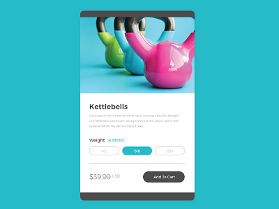 Daily UI | 096 app daily ui challenge dailyui dailyui 096 design ecommerce in stock kettlebell shopping ui
