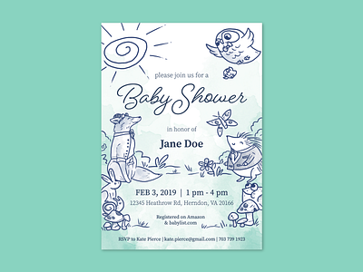 Woodland Animal Baby Shower Invitation