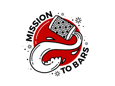 Mission to Bars Sticker beer design drinking illustration logo mars space sticker vector