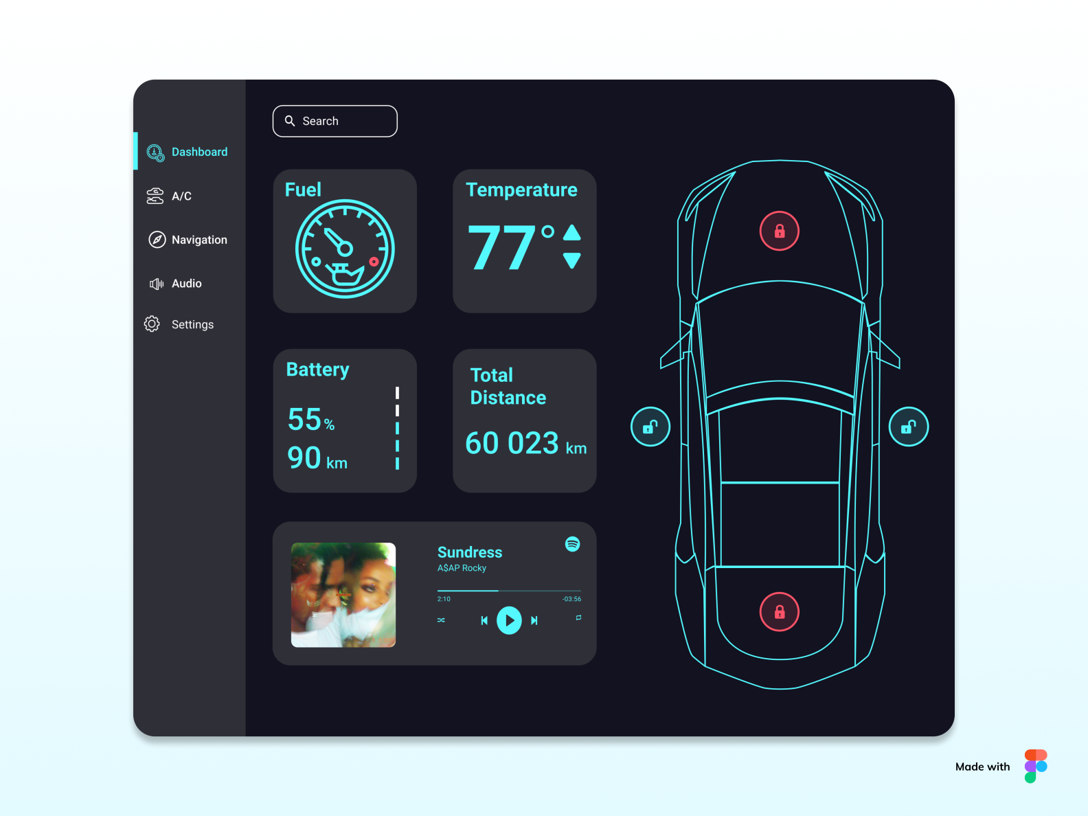 Daily UI #034 Car Interface by Daniela Nava on Dribbble