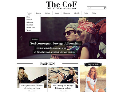 The CoF - sneak peek homepage black design fashion homepage magazine redesign style template theme warnock web white