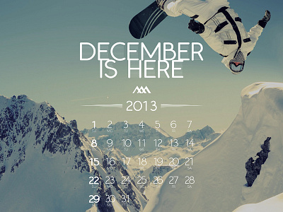 December 2013 - desktop wallpaper 2013 calendar december desktop image month mountain season snow snowboard wallpaper winter