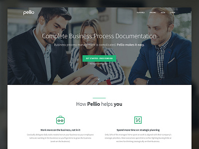 Pellio Homepage Rebound app business clean design green landing platform process product startup ui web