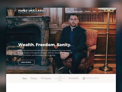 Peter Shallard Website blog clean couch entrepreneur home landing page peter shallard shrink ui