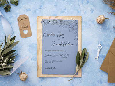 Caroline & Jacob Invite blue card event invitation wedding wedding invitation