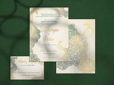 Peacock Wedding Invitation card event hindu hinduweddings illustration invitation peacock wedding wedding invitation