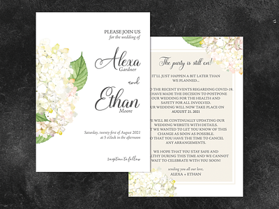 White Peonies announcement card