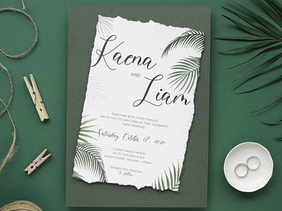 Tropical Wedding Invitation card design event green white invitation tropical tropical leaves tropicalwedding wedding wedding invitation