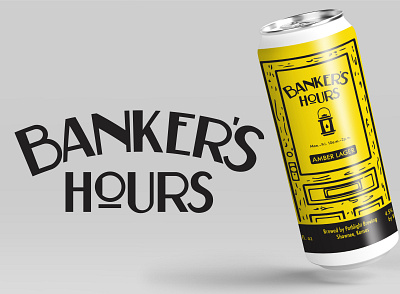 Banker's Hours Beer Label Lettering & Design art deco beer branding brewery design handlettering illustration lettering packaging design type typography