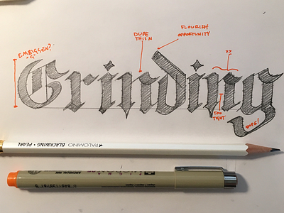 Grinding sketch lettering handlettering
